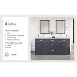 Eviva Epic 72 in. W x 22 in. D x 34 in. H Double Bathroom Vanity in Charcoal Gray with White Marble Top and White Undermount Sinks