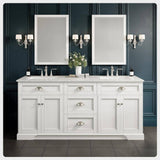 Eviva Epic 72 in. W x 22 in. D x 34 in. H Double Bathroom Vanity in White with White Carrara Quartz Top and White Undermount Sinks