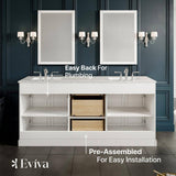 Eviva Epic 72 in. W x 22 in. D x 34 in. H Double Bathroom Vanity in White with White Carrara Quartz Top and White Undermount Sinks