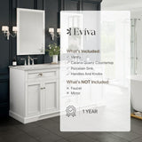Eviva Epic 72 in. W x 22 in. D x 34 in. H Double Bathroom Vanity in White with White Carrara Quartz Top and White Undermount Sinks