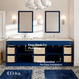 Epic 84 in. W x 22 in. D x 34 in. H Double Bathroom Vanity in Blue with White Quartz Top with White Sinks