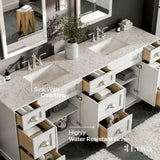 Eviva Epic 84 in. W x 22 in. D x 34 in. H Double Bathroom Vanity in White with White Quartz Top and White Undermount Sinks