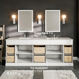 Eviva Epic 84 in. W x 22 in. D x 34 in. H Double Bathroom Vanity in White with White Quartz Top and White Undermount Sinks