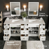 Eviva Epic 84 in. W x 22 in. D x 34 in. H Double Bathroom Vanity in White with White Quartz Top and White Undermount Sinks