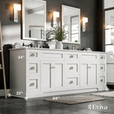 Eviva Epic 84 in. W x 22 in. D x 34 in. H Double Bathroom Vanity in White with White Quartz Top and White Undermount Sinks