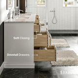 Eviva Epic 84 in. W x 22 in. D x 34 in. H Double Bathroom Vanity in White with White Quartz Top and White Undermount Sinks