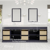 Eviva Epic 96 in. W x 22 in. D x 34 in. H Double Bathroom Vanity in Charcoal Gray with White Quartz Top and White Undermount Sinks