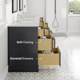 Eviva Epic 96 in. W x 22 in. D x 34 in. H Double Bathroom Vanity in Charcoal Gray with White Quartz Top and White Undermount Sinks