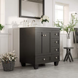 Eviva Acclaim 28 in. W x 22 in. D x 34 in. H Bath Vanity in Espresso with White Carrara Quartz Top with White Sink