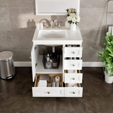 Eviva Acclaim 28 in. W X 22 in. D X 34 in. H Bath Vanity in White with White Carrara Quartz Top with White Sink