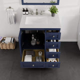 Eviva Acclaim 30 in. W x 22 in. D x 34 in. H Blue Bathroom Vanity with White Carrara Marble Top and White Undermount Sink