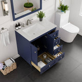 Eviva Acclaim 30 in. W x 22 in. D x 34 in. H Blue Bathroom Vanity with White Carrara Marble Top and White Undermount Sink