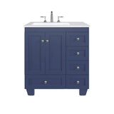Eviva Acclaim 30 in. W x 22 in. D x 34 in. H Blue Bathroom Vanity with White Carrara Marble Top and White Undermount Sink