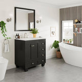 Eviva Acclaim 30 in. W x 22 in. D x 34 in. H Bath Vanity in Espresso with White Carrara Marble Top and White Sink