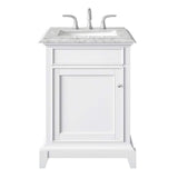 Elite Princeton 24 in. W x 24 in. D x 34 in. H Bath Vanity in White with White Carrara Marble Top with White Sink