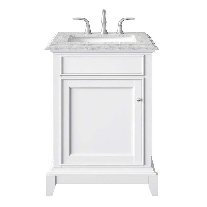 Elite Princeton 24 in. W x 24 in. D x 34 in. H Bath Vanity in White with White Carrara Marble Top with White Sink