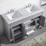 Elite Princeton 72 in. W X 24 in. D X 34 in. H Double Bath Vanity in Gray with White Carrara Marble Top with White Sinks