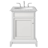 Eviva Elitist 24 in. W x 22 in. D x 34 in. H Freestanding Single Sink Bath Vanity in White with White Carrara MarbleTop