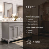 Eviva Elite Stamford 60 in. W x 24 in. D x 36 in. H Double Bath Vanity in Teak with Crema Marfil Marble Top