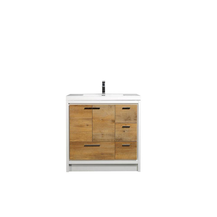 Eviva Grace 42 in. W x 20 in. D x 36 in. H Bathroom Vanity in Natural Oak with White Acrylic Top with White Sink