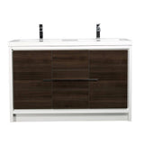 Eviva Grace 60 in. W x 20 in. D x 36 in. H Double Bathroom Vanity in Gray Oak with White Acrylic Top with White Sinks