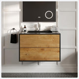 Vienna 36 in. W x 21 in. D x 22 in. H Bathroom Vanity in White Oak with White Acrylic Top with White Sink