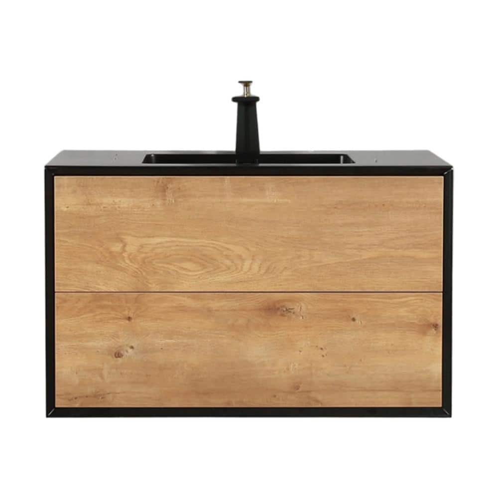 Vienna 36 in. W x 21 in. D x 22 in. H Bathroom Vanity in White Oak with White Acrylic Top with White Sink