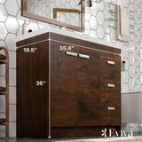 Eviva Lugano 36 in. W x 19 in. D x 36 in. H Single Bath Vanity in Rosewood with White Acrylic Top and White Integrated Sink