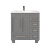 Eviva Loon 30 in. W. x 22 in. D x 34 in. H Bathroom Vanity in Gray with White Carrara Quartz Top and White Undermount Sink