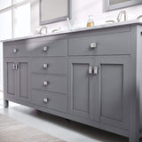 Eviva Artemis 72 in. W x 22 in. D x 34 in. H Double Bath Vanity in Gray with White Quartz Top and White Undermount Sinks