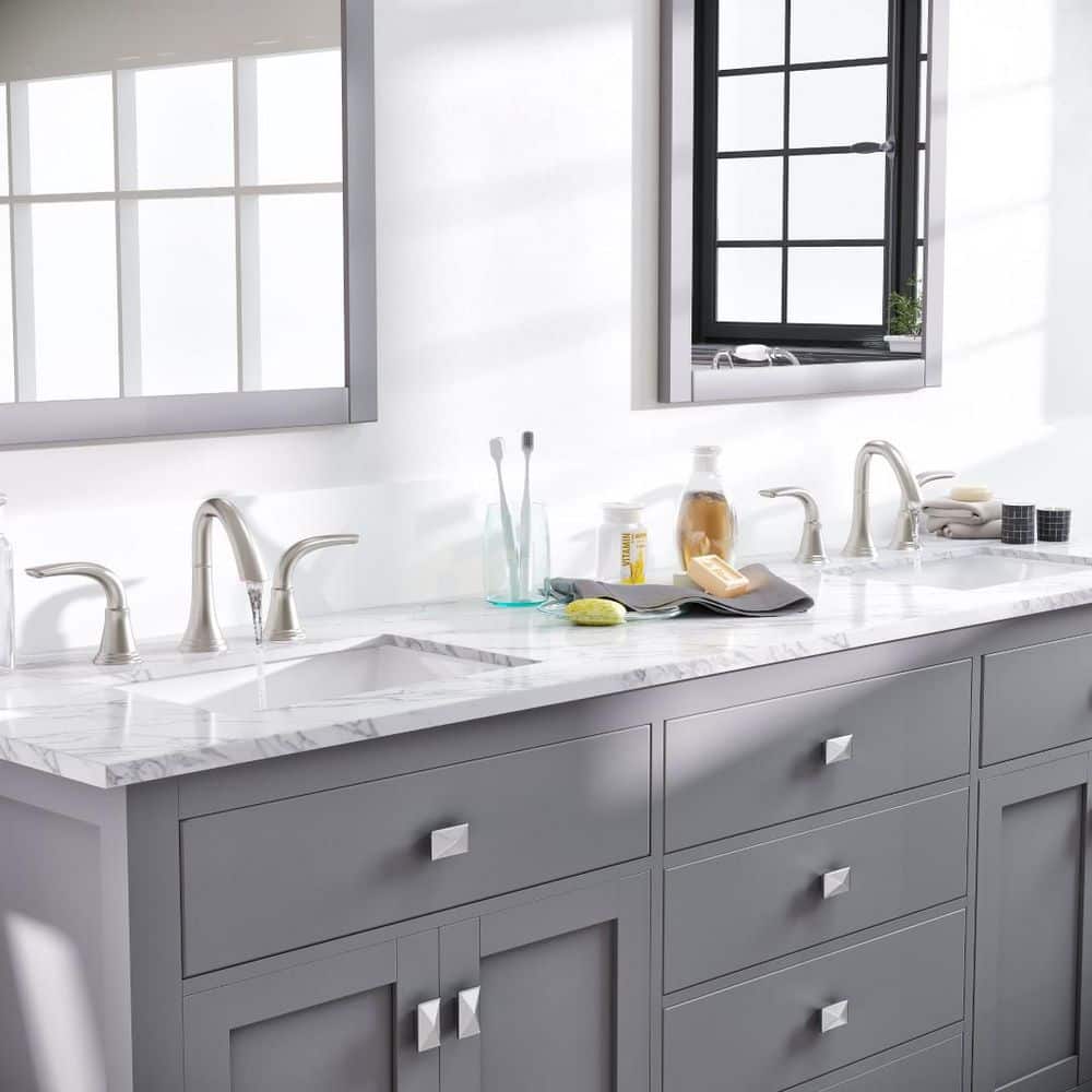 Eviva Artemis 72 in. W x 22 in. D x 34 in. H Double Bath Vanity in Gray with White Quartz Top and White Undermount Sinks