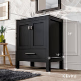Eviva London 30 in. W x 18 in. D x 34 in. H Bathroom Vanity in Espresso with White Carrara Marble Top with White Sink