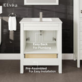 Eviva London 30 in. W x 18 in. D x 34 in. H Single Sink Freestanding Bath Vanity in White with White Carrara Quartz Top