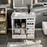 Eviva London 38 in. W x 18 in. D x 34 in. H Bathroom Vanity in White with White Carrara Marble Top with White Sink