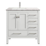 Eviva London 38 in. W x 18 in. D x 34 in. H Bathroom Vanity in White with White Carrara Marble Top with White Sink