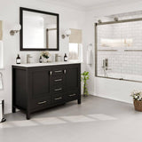 Eviva London 48 in. W x 18 in. D x 34 in. H Double Bathroom Vanity in Espresso with White Carrara Marble Top and White Undermount Sinks