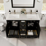 Eviva London 48 in. W x 18 in. D x 34 in. H Double Bathroom Vanity in Espresso with White Carrara Marble Top and White Undermount Sinks