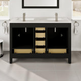 Eviva London 48 in. W x 18 in. D x 34 in. H Double Bathroom Vanity in Espresso with White Carrara Marble Top and White Undermount Sinks