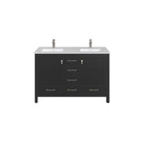 Eviva London 48 in. W x 18 in. D x 34 in. H Double Bathroom Vanity in Espresso with White Carrara Marble Top and White Undermount Sinks