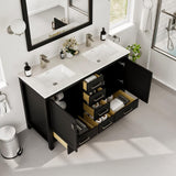 Eviva London 48 in. W x 18 in. D x 34 in. H Double Bathroom Vanity in Espresso with White Carrara Marble Top and White Undermount Sinks