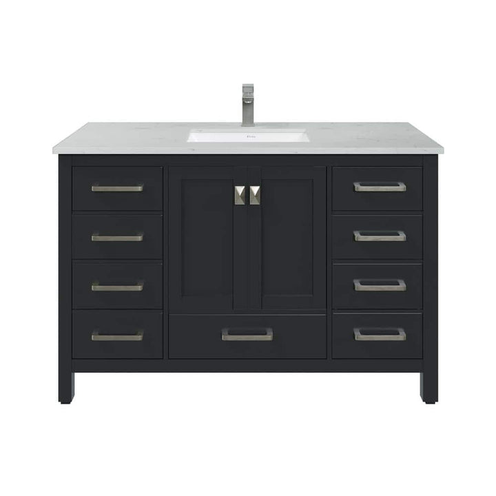 Eviva London 48 in. W x 18 in. D x 34 in. H Bathroom Vanity in Espresso with White Carrara Quartz Top with White Sink