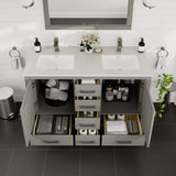 Eviva London 48 in. W x 18 in. D x 34 in. H Double Bathroom Vanity in Gray with White Carrara Marble Top and White Undermount Sinks