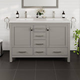 Eviva London 48 in. W x 18 in. D x 34 in. H Double Bathroom Vanity in Gray with White Carrara Marble Top and White Undermount Sinks