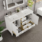Eviva London 48 in. W x 18 in. D x 34 in. H Double Bathroom Vanity in White with White Carrara Marble Top and White Undermount Sinks
