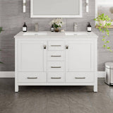 Eviva London 48 in. W x 18 in. D x 34 in. H Double Bathroom Vanity in White with White Carrara Marble Top and White Undermount Sinks