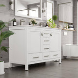 Eviva London 48 in. W x 18 in. D x 34 in. H Double Bathroom Vanity in White with White Carrara Marble Top and White Undermount Sinks