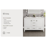 Eviva London 48 in. W x 18 in. D x 34 in. H Double Bathroom Vanity in White with White Carrara Marble Top and White Undermount Sinks