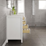 Eviva London 48 in. W x 18 in. D x 34 in. H Double Bathroom Vanity in White with White Carrara Marble Top and White Undermount Sinks