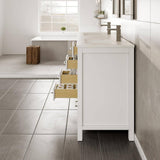 Eviva London 60 in. W x 18 in. D x 34 in. H Double Bathroom Vanity in Gray with White Carrara Marble Top and White Sinks