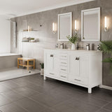 Eviva London 60 in. W x 18 in. D x 34 in. H Double Bathroom Vanity in Gray with White Carrara Marble Top and White Sinks
